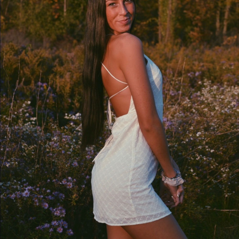 White strappy low-back dress